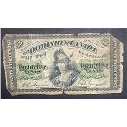 1870 Dominion of Canada 25 Cents Note