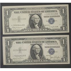 2-AU/CU STAR NOTE $1 SILVER CERTIFICATES