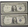 Image 1 : 2-AU/CU STAR NOTE $1 SILVER CERTIFICATES