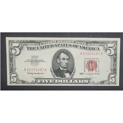 1963 CU $5 RED SEAL U.S. NOTE