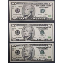 3-1999 $10 STAR NOTES CONSECUTIVE #