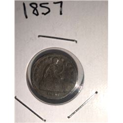 1857 SEATED LIBERTY HALF DIME 'BEND'