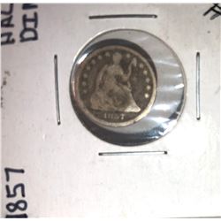 1857 SEATED LIBERTY HALF DIME