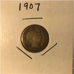 1907 BARBER DIME