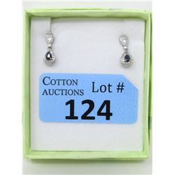New Blue Sapphire & Diamond Dangle Earrings