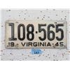 Image 1 : Rare USA 1945 Illinois License Plate