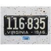 Image 1 : Rare USA 1946 Illinois License Plate