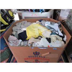 Skid of Assorted Drapes, Linens and Clothing