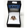 Image 2 : 14KT Gold Ring Ruby Ring with CZ Center Stone