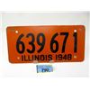 Image 1 : Rare 1948 Illinois Soybean Fiber License Plate