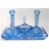 Image 1 : Ollie May Blue Depression Glass Dresser Set #1148743