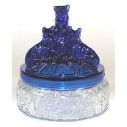 MY PET Cobalt Blue Glass and Crystal Powder Jar#1148757