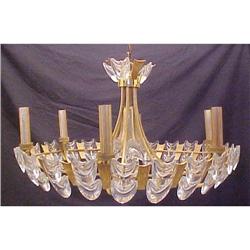 MODERN LUCITE/BRASS CHANDELIER  #1148838