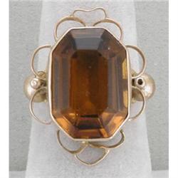 Retro Rose Gold Citrine Ring #1148854