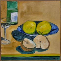 ORIG OIL STILL LIFE  OF PEARS AND WINE #1148923