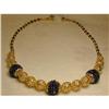 Image 1 : Estate 14K Sapphire Etruscan Filigree Necklace #1148993