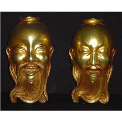 Antique Chinese Pair of Gilded Masks #1149371