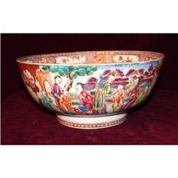 CHINESE EXPORT MANDARIN PALETTE PUNCH BOWL #1164920