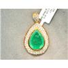 Image 1 : Vintage 29ct Emerald & Dia 14k Y Gold Pendant #1164973