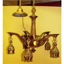 Nouveau 5 Light Chandelier Fixture Lamp Flower #1165640