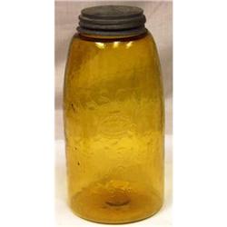 1858 AMBER MASON JAR QUART & HALF #1185374
