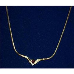 Garnet & Diamond 14kt Chain Trim Pendant #1185473