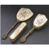 Image 1 : Petit Point Embroidered Brass Mirror Brush Set #1185909