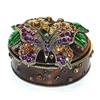 Image 1 : Glass Jeweled Butterfly & Flowers Enameled Jar #1185920