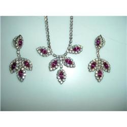 Rhinestone and Cranberry Glass Necklace and #1185926