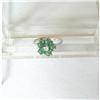Image 1 : 1930'S~EMERALD FLOWER RING w. DIAMOND #1186040