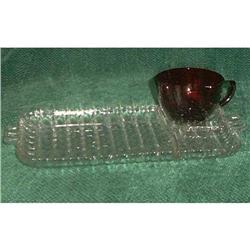 Anchor Hocking Serva Snack Red and Crystal #1186404