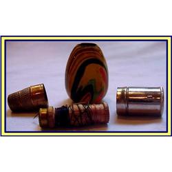 RARE THIMBLE CONTAINER & SEWING BOBBIN #1186473