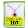 Image 1 : 1.55 CT Ruby & Diamond Pendant with Chain