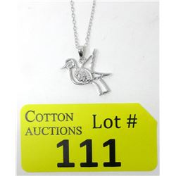 .925 Sterling Silver Dove Necklace Set w/ Diamond