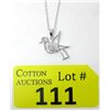 Image 1 : .925 Sterling Silver Dove Necklace Set w/ Diamond