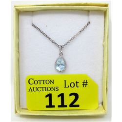 Sterling Silver Blue Topaz & Diamond Pendant