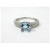 Image 1 : Sterling Silver Blue Topaz & Diamond Ring