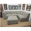 Image 1 : 4 Piece Beige Fabric Sectional with Ottoman