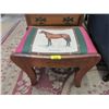 Image 1 : Vintage Wood Foot Stool with Fabric Top