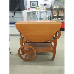 Rolling Wood Tea Trolley with Drop Sides