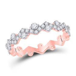 Womens Round Diamond ZigZag Stackable Band Ring 1/2 Cttw 10kt Rose Gold - REF-32M5H