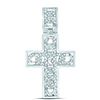 Image 1 : Mens Round Diamond Curb Link Cross Charm Pendant 5/8 Cttw 10kt White Gold - REF-41K5Y