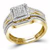 Image 1 : Round Diamond Bridal Wedding Ring Band Set 3/8 Cttw 10kt Yellow Gold - REF-32R5X