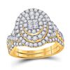 Image 1 : Princess Diamond Bridal Wedding Ring Band Set 1-1/4 Cttw 14kt Yellow Gold - REF-109X5A