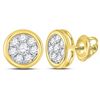 Image 1 : Womens Round Diamond Circle Cluster Stud Earrings 1/2 Cttw 14kt Yellow Gold - REF-32W5K
