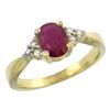 Image 1 : 1.44 CTW Ruby & Diamond Ring 10K Yellow Gold - REF-29X4M