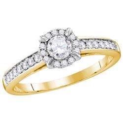 Round Diamond Solitaire Bridal Wedding Engagement Ring 5/8 Cttw 14kt Yellow Gold - REF-95A9M