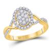 Image 1 : Womens Round Diamond Oval Cluster Ring 1/2 Cttw 14kt Yellow Gold - REF-46H5R
