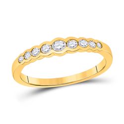 Womens Round Diamond Stackable Band Ring 1/3 Cttw 10kt Yellow Gold - REF-27N9F