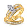 Image 1 : His Hers Round Diamond Cluster Matching Wedding Set 1/4 Cttw 10kt Yellow Gold - REF-32N5F